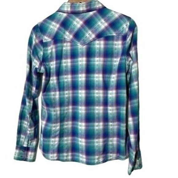 Bit & Bridle Shirt Medium Plaid Button-Up Purple & Green 5 FOR $25 💵 💲 - Picture 2 of 9
